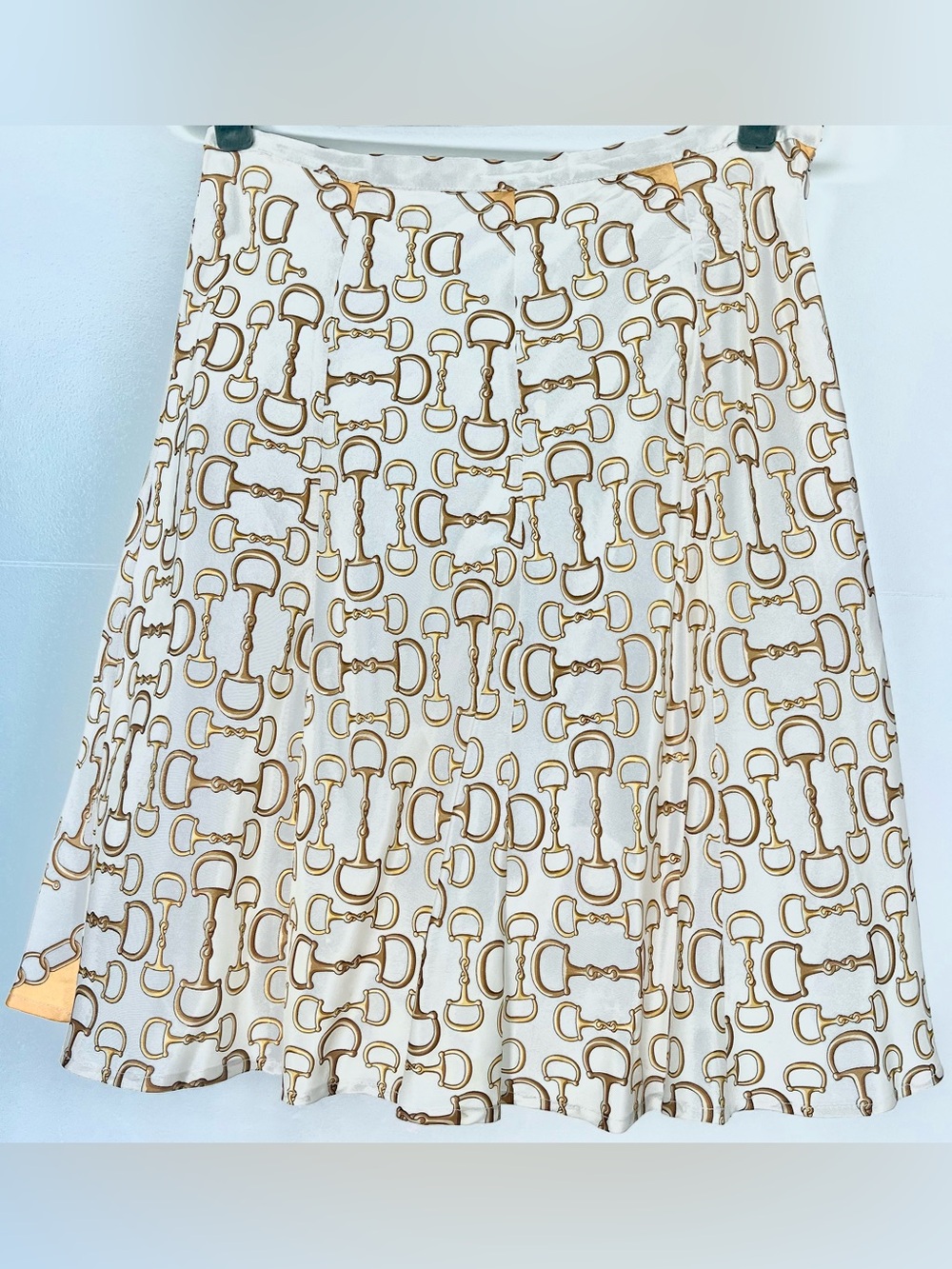 Vintage Altea Milano 100% Silk Horsebit Skirt IT 42 Kentucky Derby Style